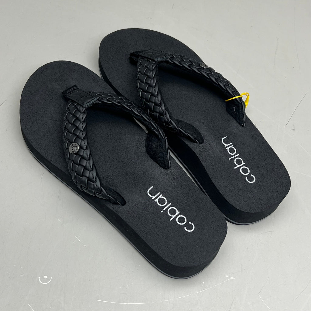 COBIAN Braided Bounce Synthetic Leather Sandals Women's Sz 6 EU 35.5  Black BRB10-001-6