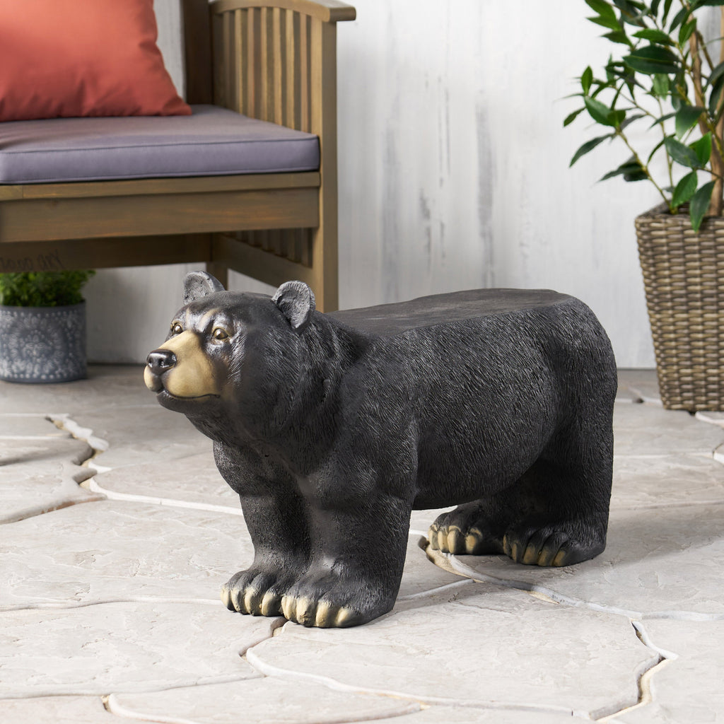 MGO Bear Bench, Concrete Outdoor Bench, Matte Black