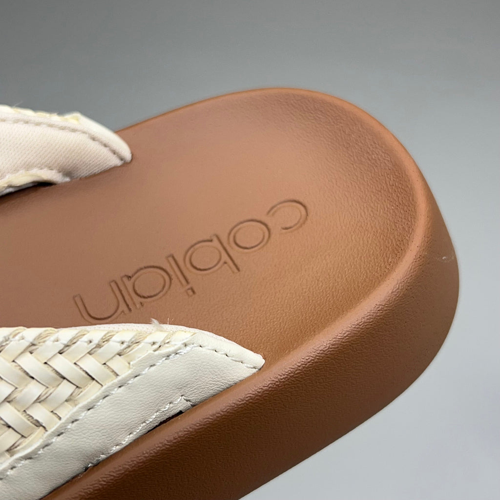 COBIAN Palmilla Braided Synthetic Leather Strap Women's Sz 10 EU 41 Cream PAL25-110-10