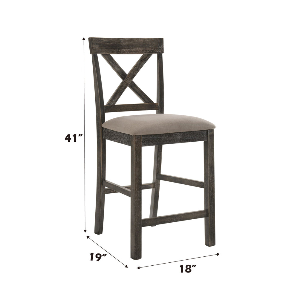 Martha II Weathered Counter Height Chair Set of 2 - Gray / Tan