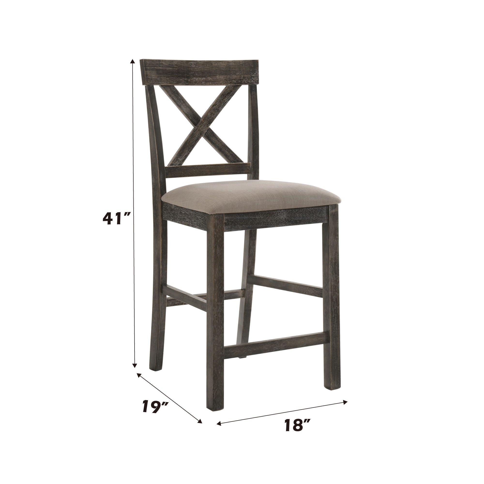 Martha II Weathered Counter Height Chair Set of 2 - Gray / Tan