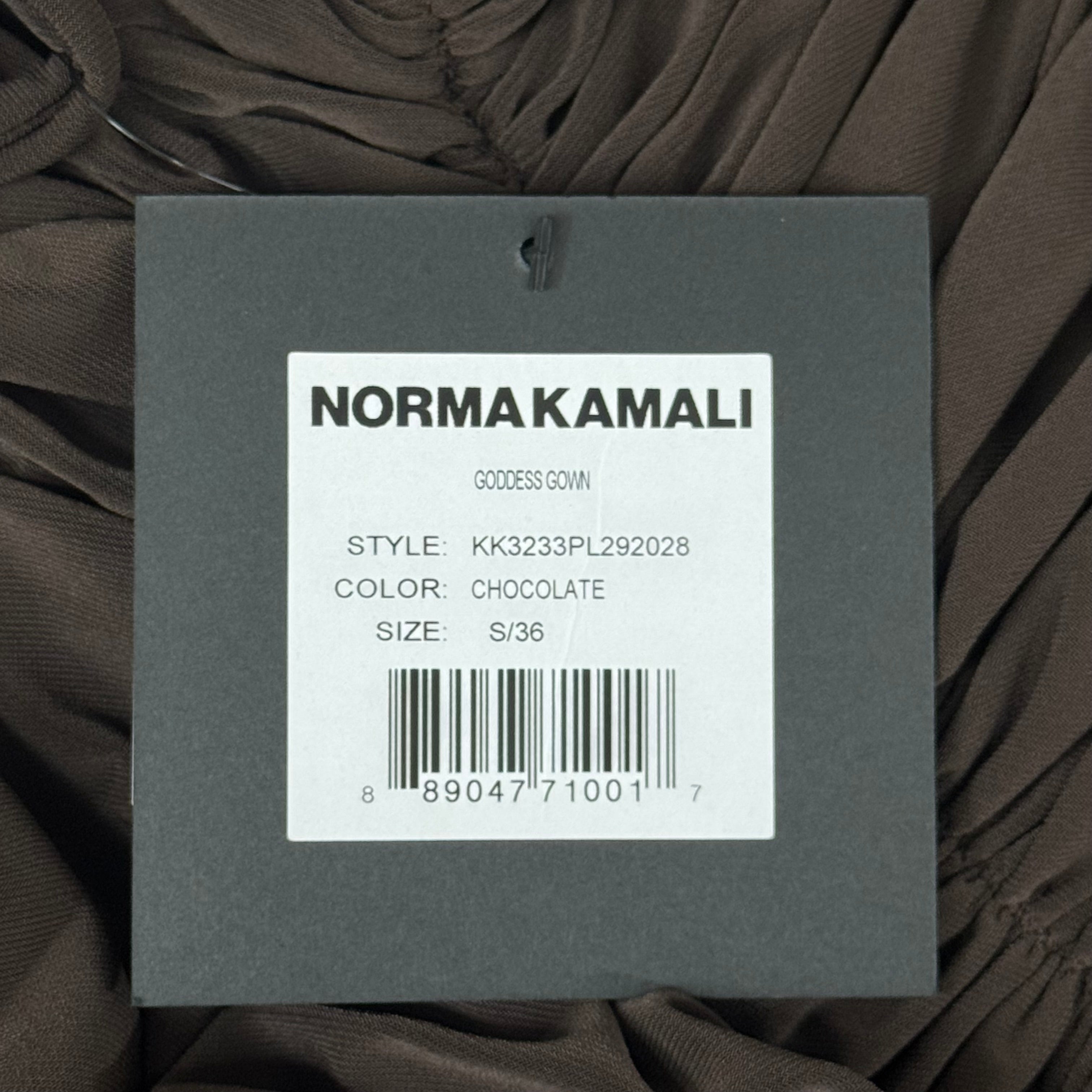 NORMA KAMALI Goddess Dress Unlined Women's Sz S/36 Chocolate KK3233PL292028