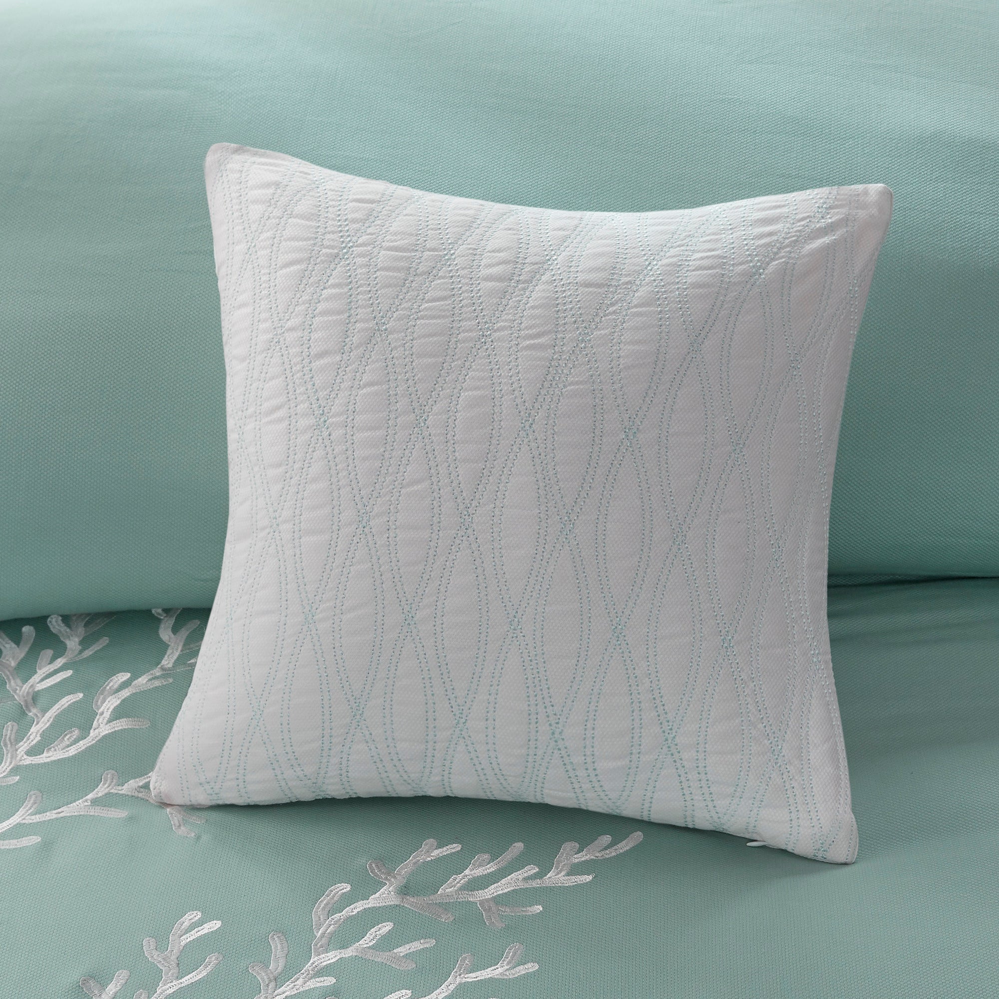Oversized Cotton Jacquard Comforter Set Aqua Cal King