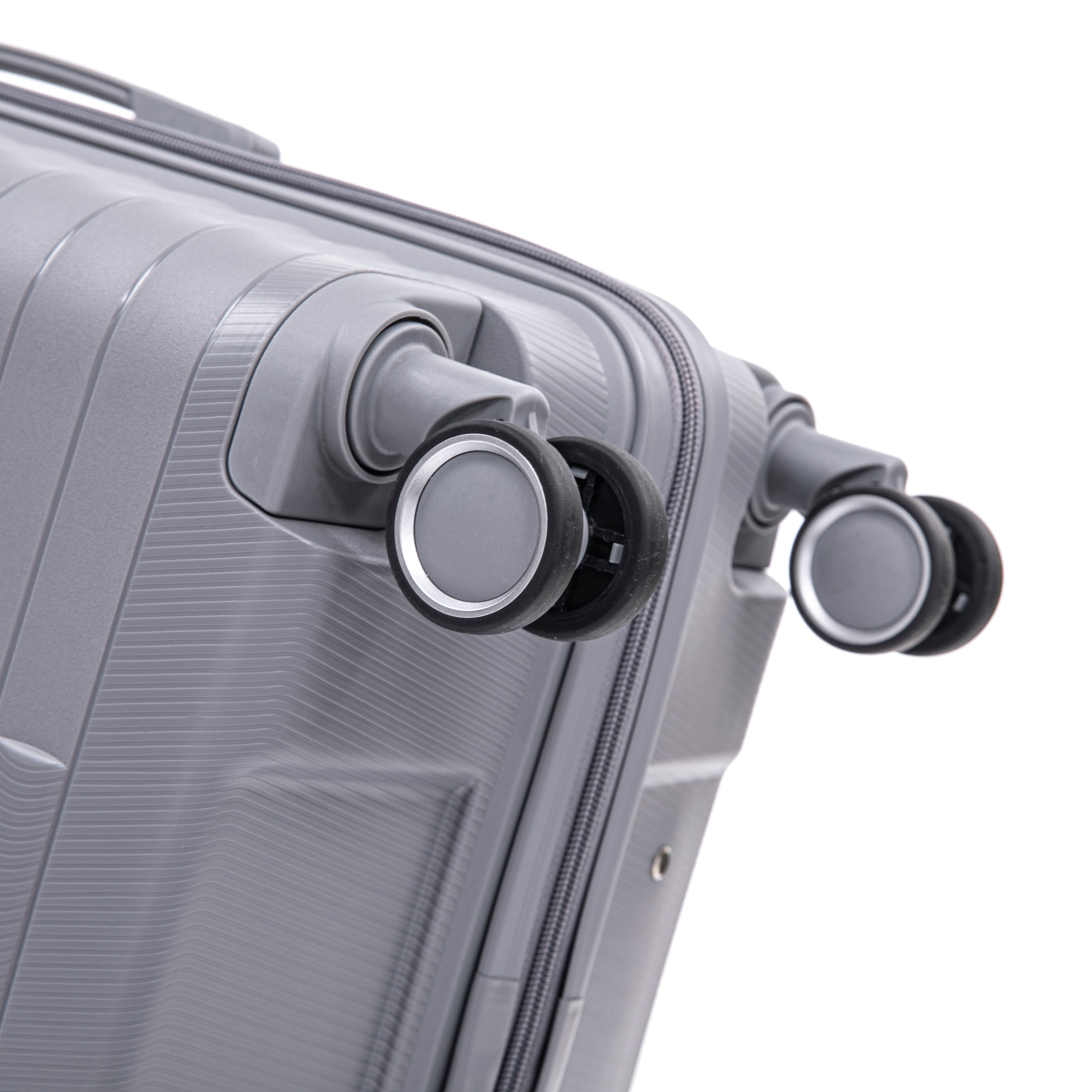 4-Piece PP Spinner Wheel Luggage Set with Cosmetic Case, Light Gray