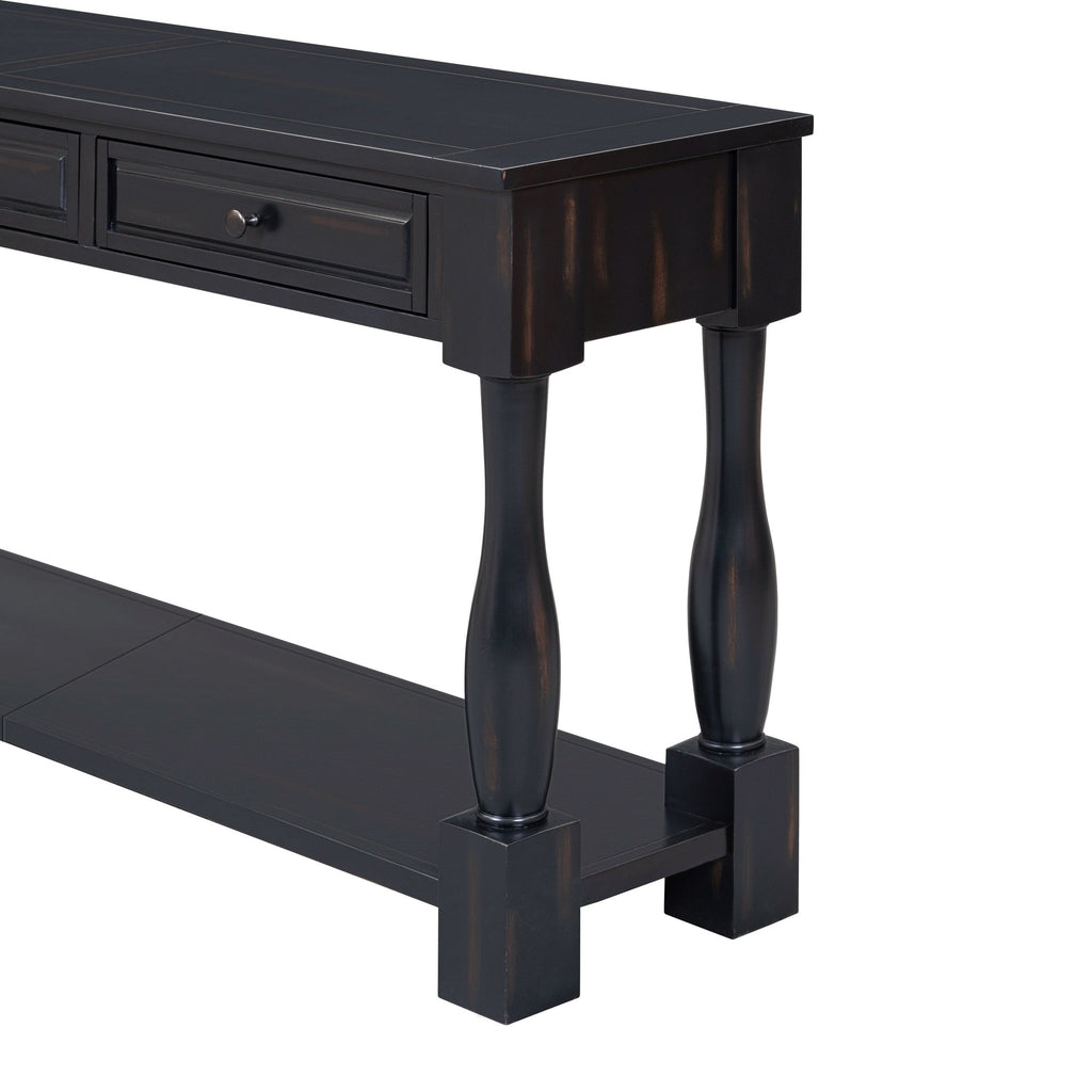TREXM 63" Long Console Table with Drawers and Shelf