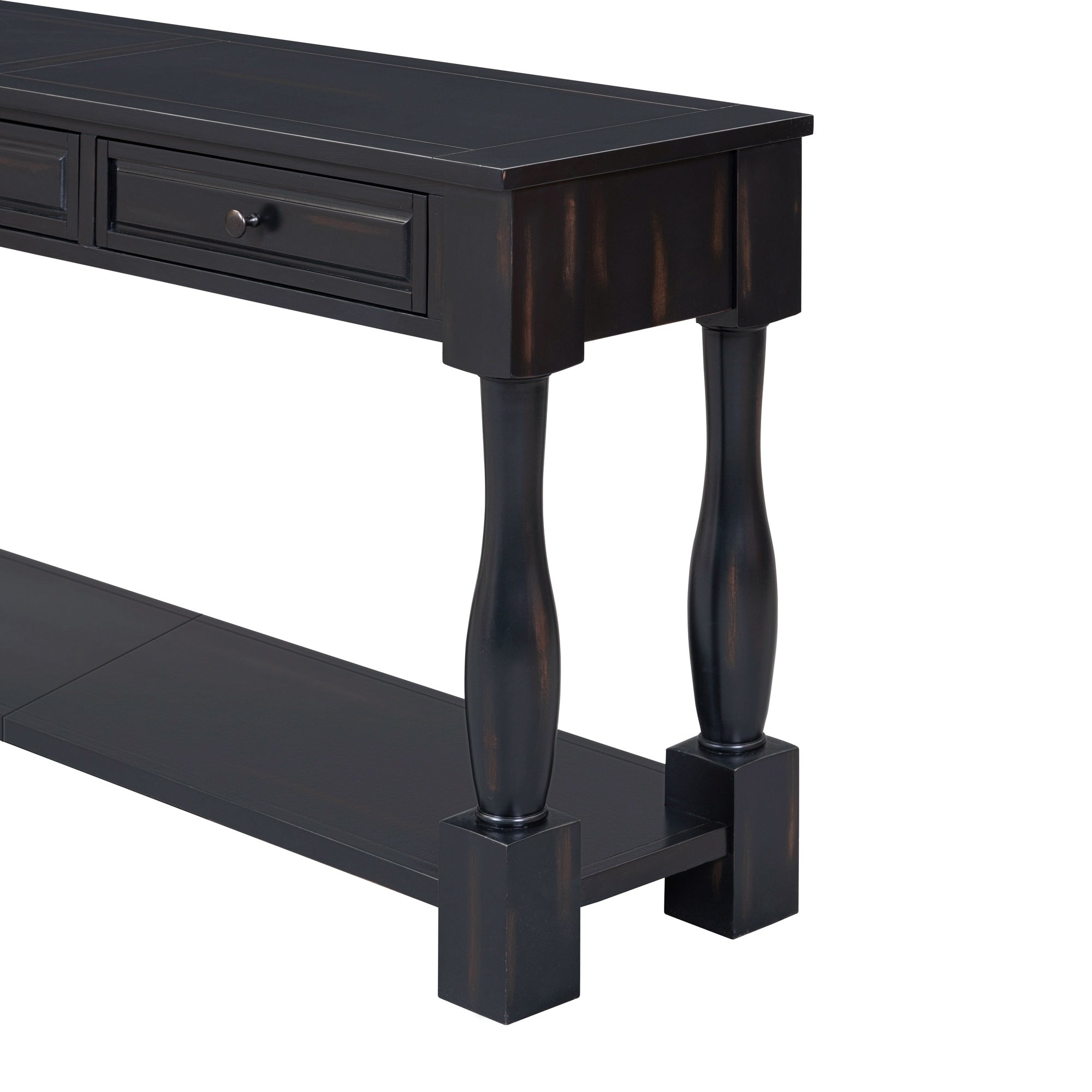 TREXM 63" Long Console Table with Drawers and Shelf