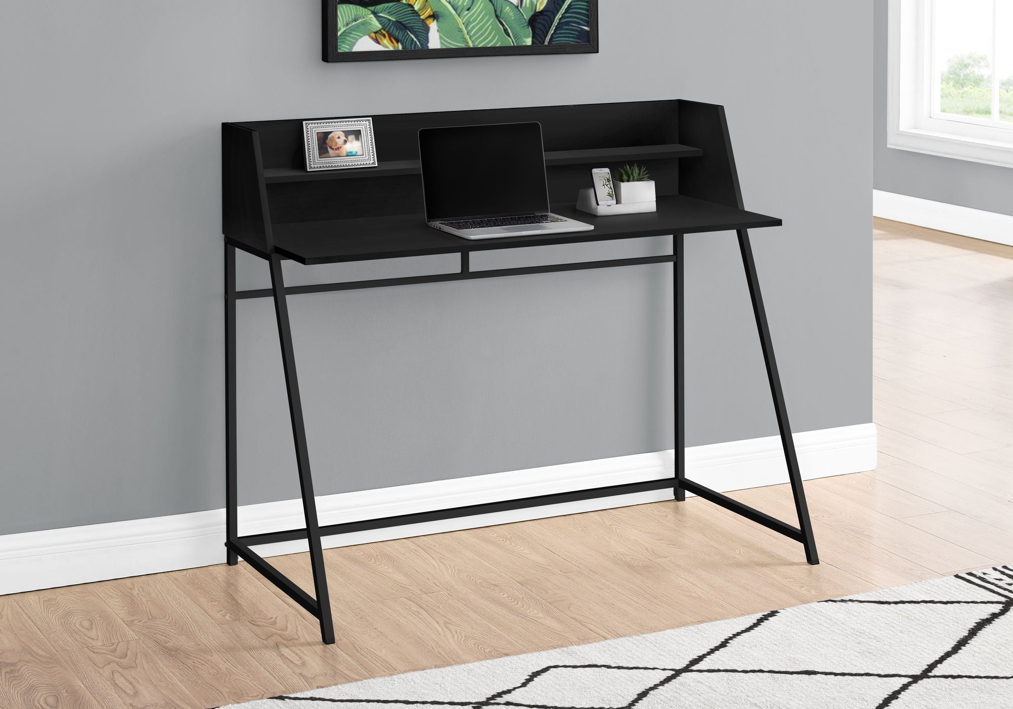 Computer Desk for Home Office Laptop with Storage Shelves, Contemporary & Modern