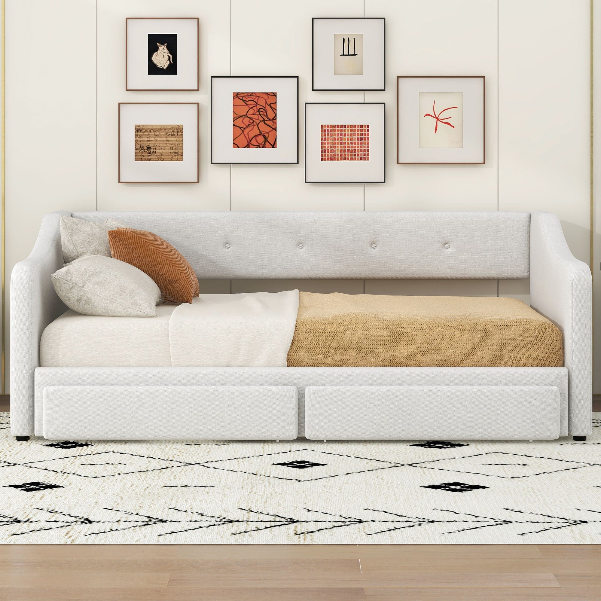 Upholstered Daybed With 2 Drawers