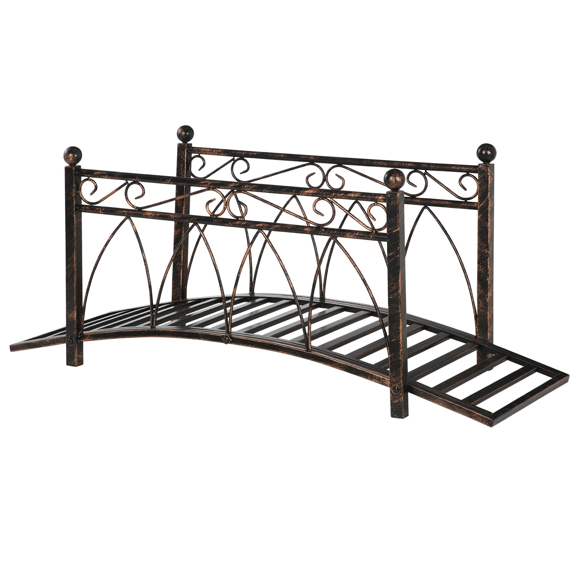Outsunny 3.3' Metal Arch Zen Garden Bridge with Safety Siderails