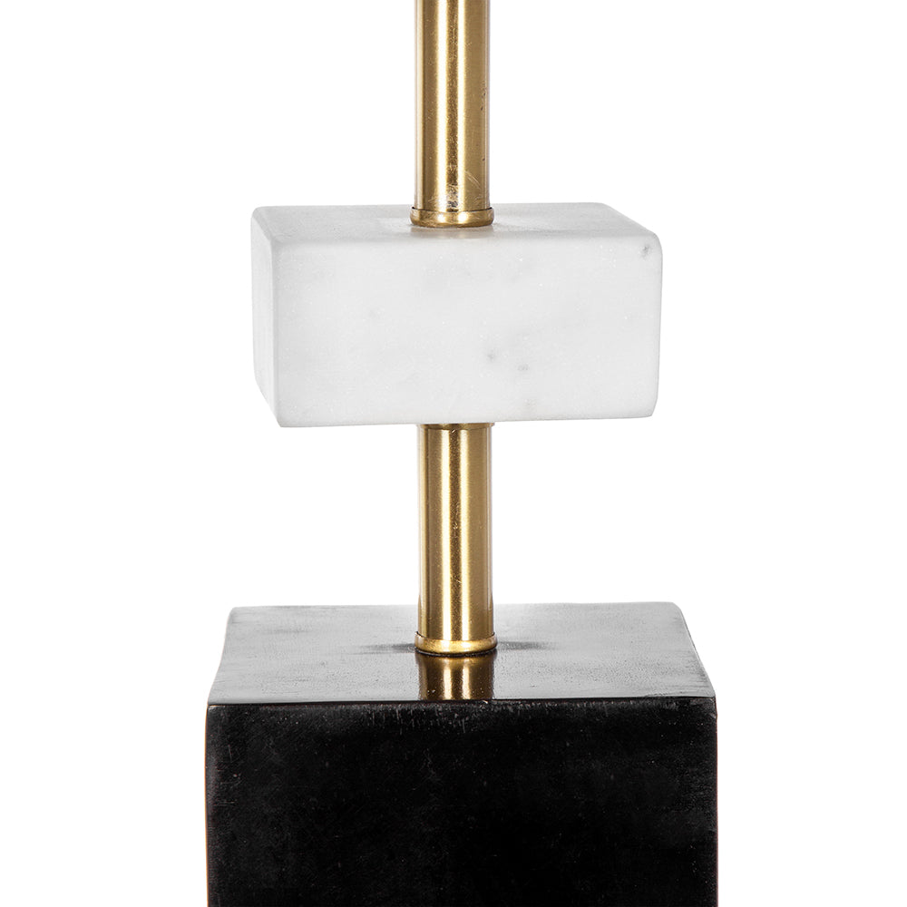 D15x30' Table Lamp with White Marble and Brass Frame