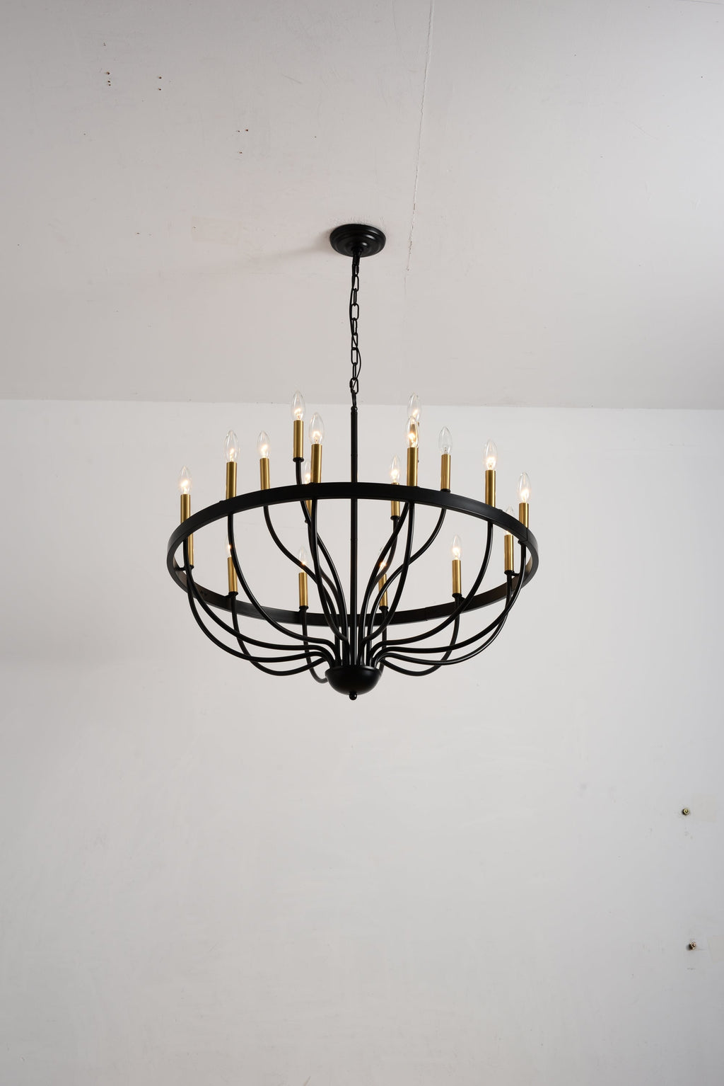 15-Light Industrial Iron Candle Chandelier Modern Farmhouse Pendant Light