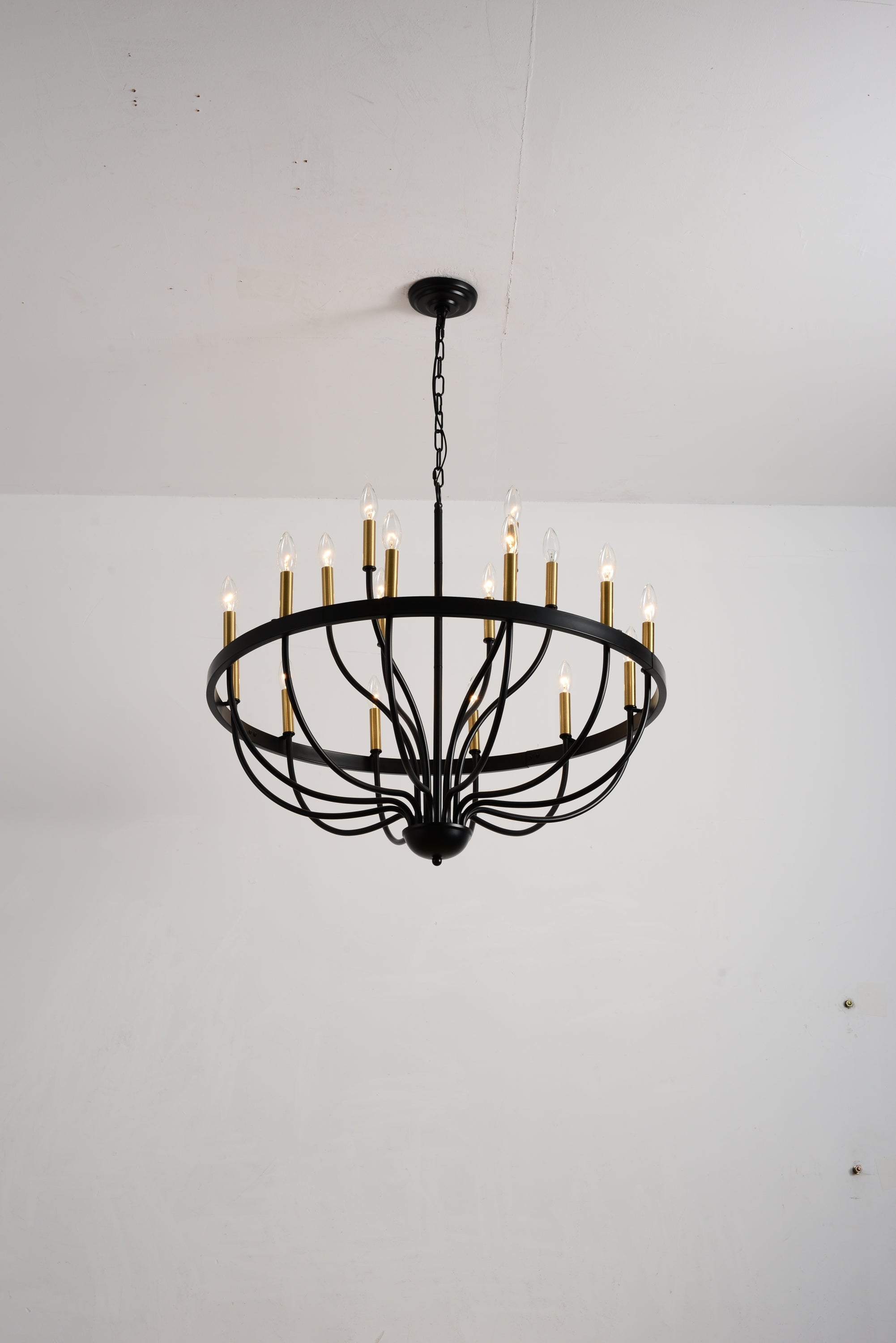 15-Light Industrial Iron Candle Chandelier Modern Farmhouse Pendant Light