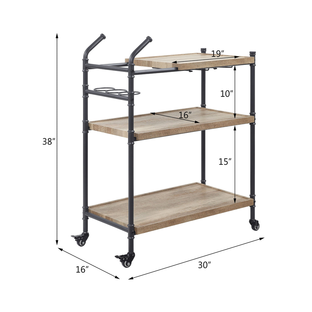 Brantley Oak & Sandy Black Finish Serving Cart