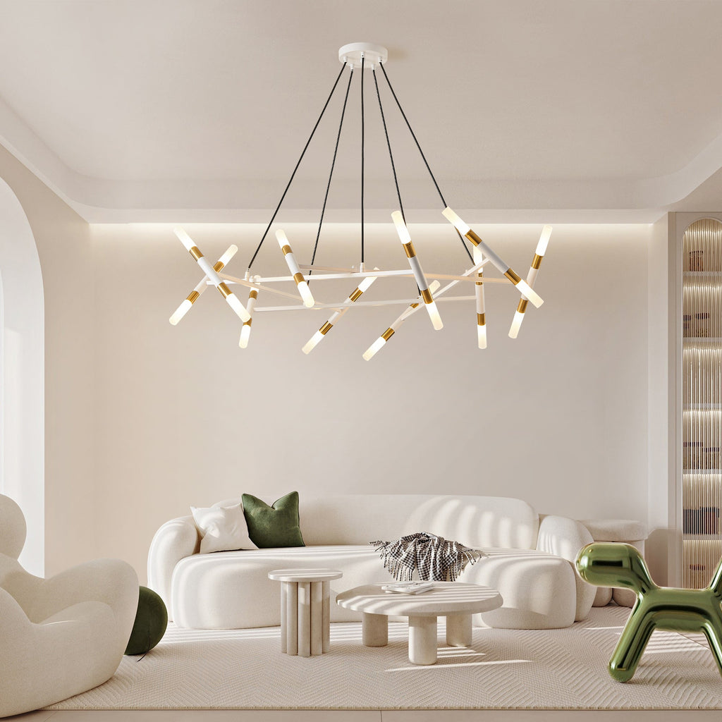 41" White & Golden Modern Chandelier Light Fixture