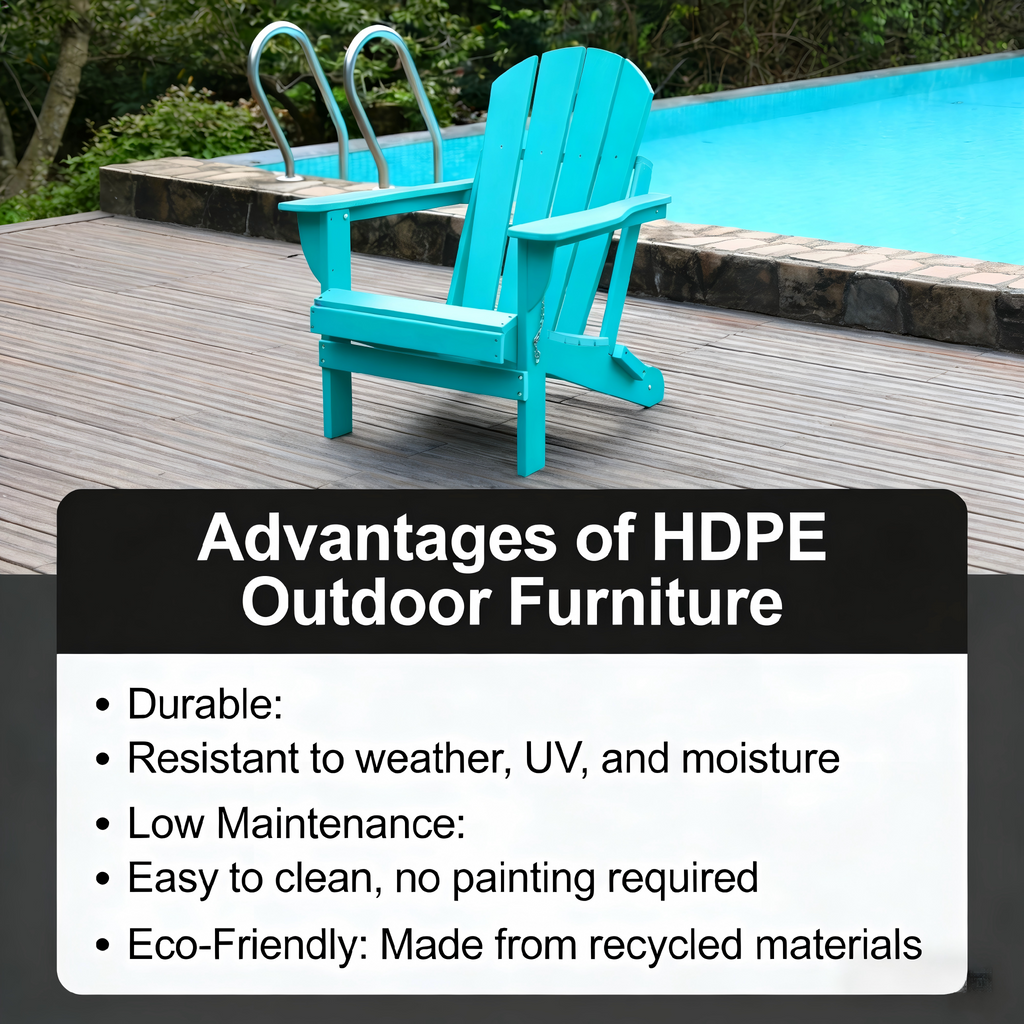 Adirondack Folding Chair with Dual Cup Holders - Lake Blue
