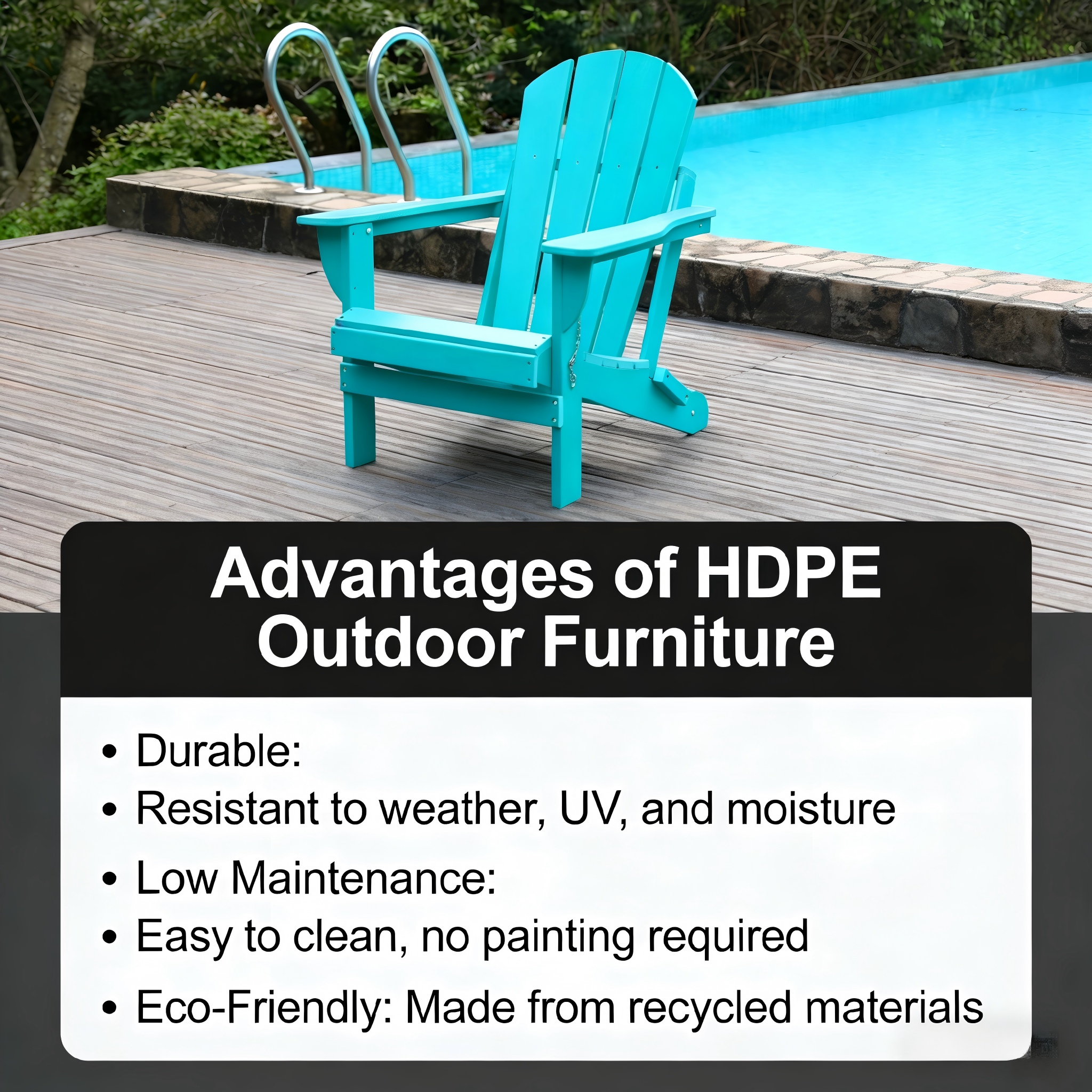 Adirondack Folding Chair with Dual Cup Holders - Lake Blue