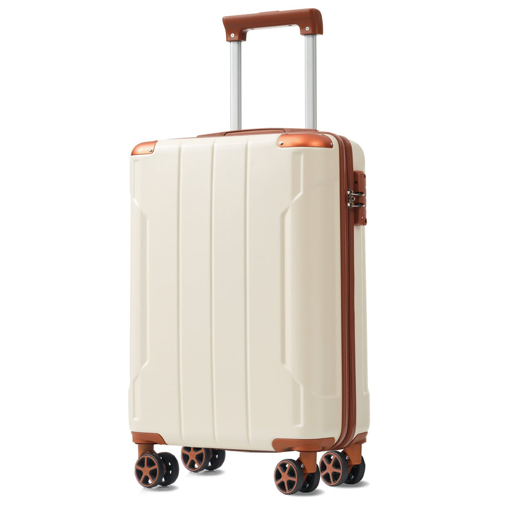 Brown & White 6-Piece Expandable Hardshell Luggage Set