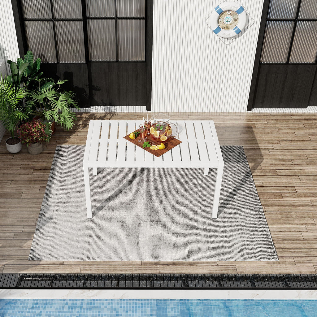 Modern Long Table with UV Resistant Powder-Coated Metal Legs