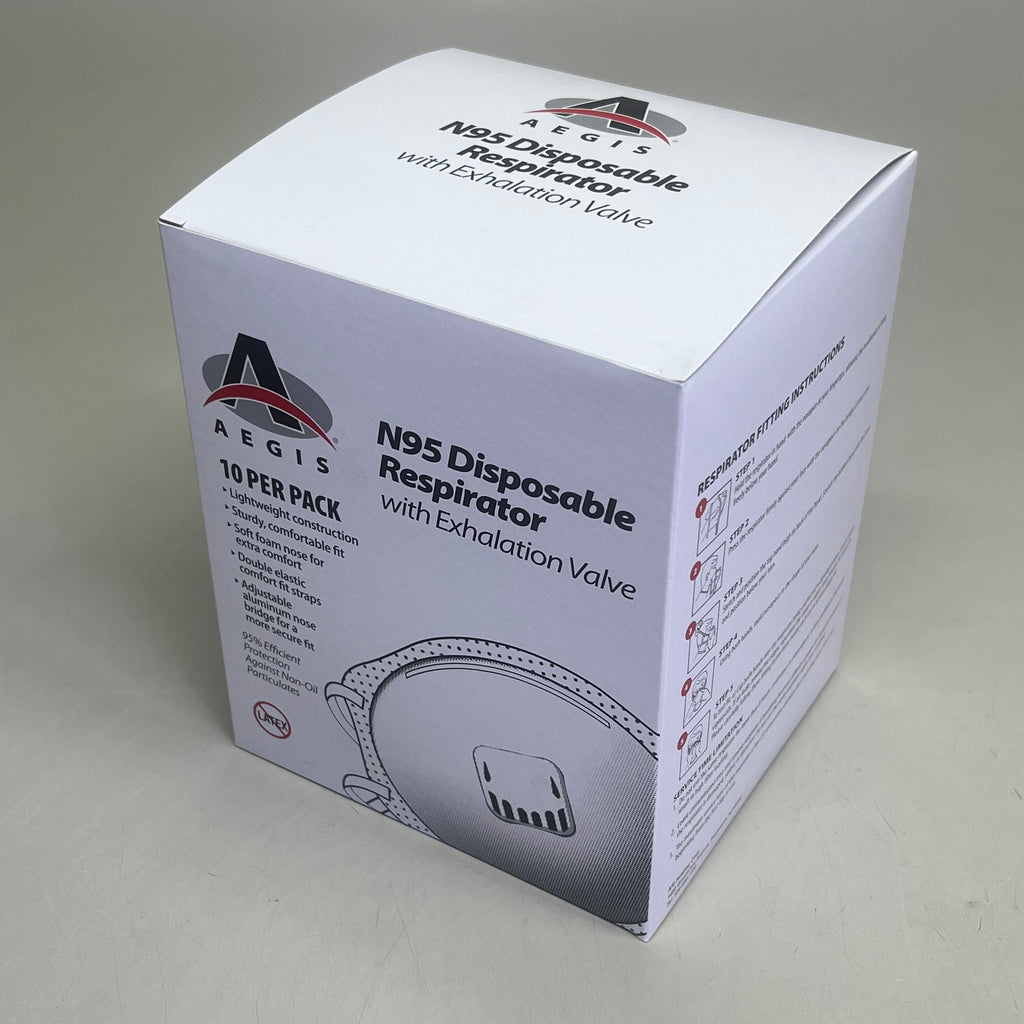 AEGIS (2 PACK, 10 per Box) N95 Disposable Respirator & Exhalation Valve 152625