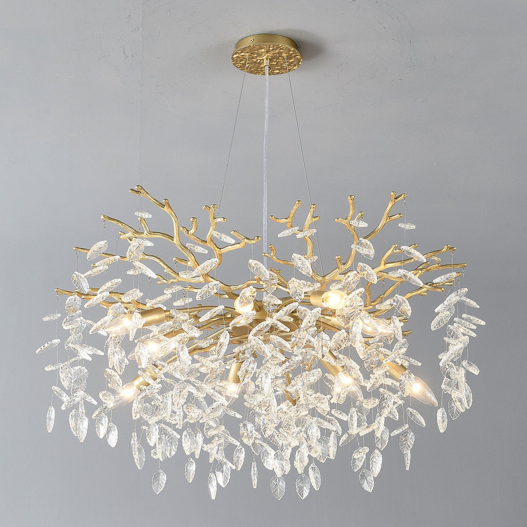 8-Light Crystal Gold Chandelier for Dining Room and Kitchen Island