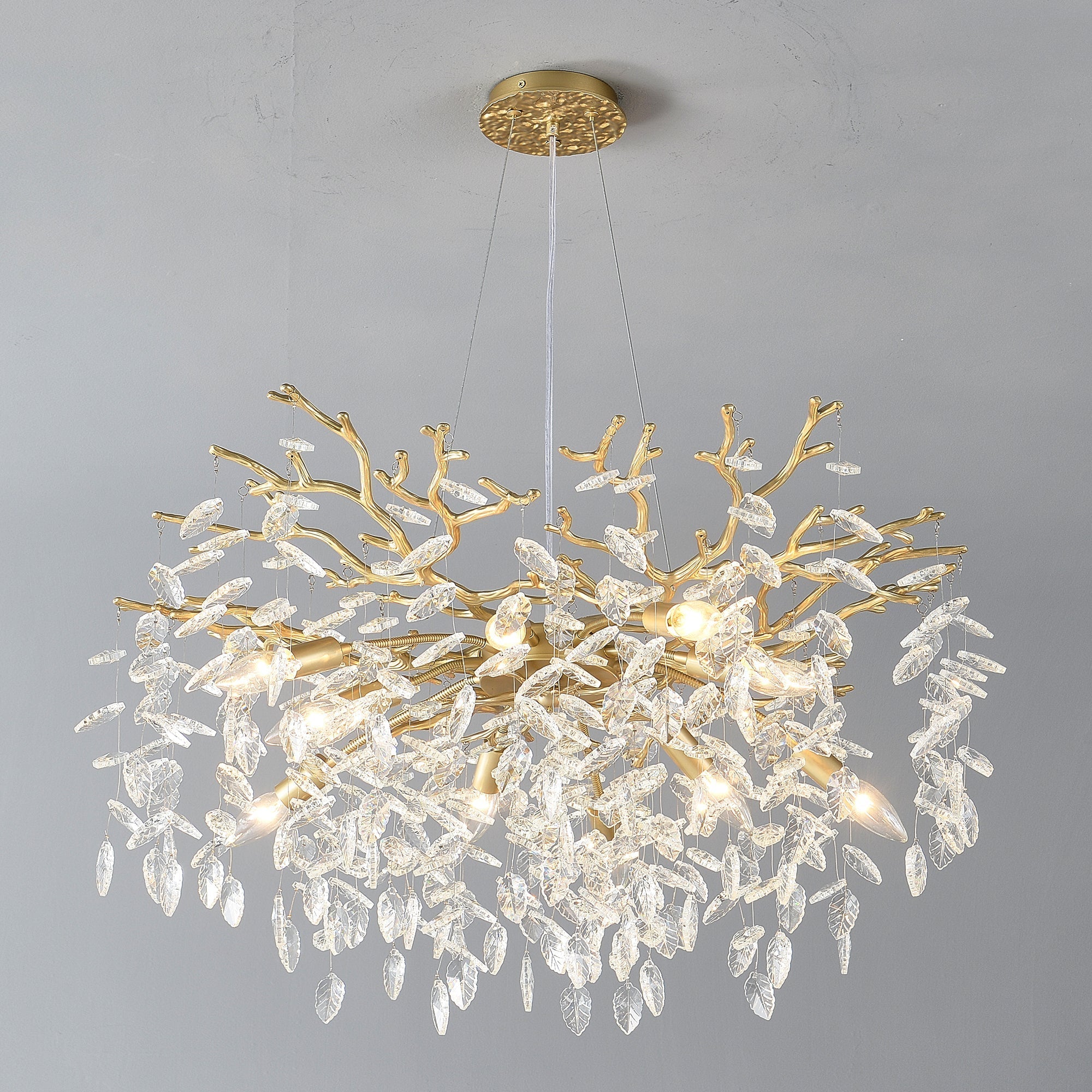 8-Light Crystal Gold Chandelier for Dining Room and Kitchen Island