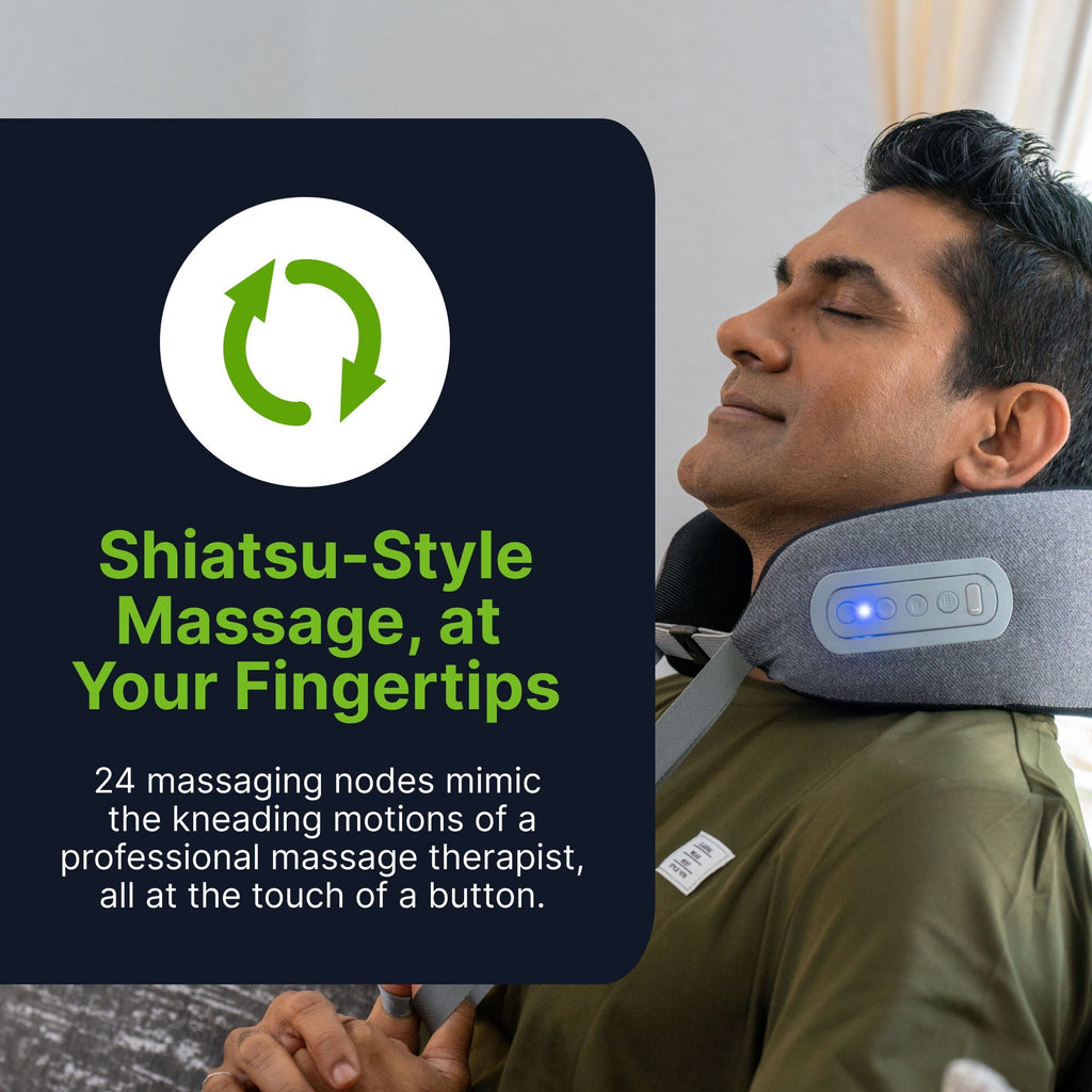 Shiatsu Neck Massage Pillow with Infrared Heat Therapy Foam - Gray