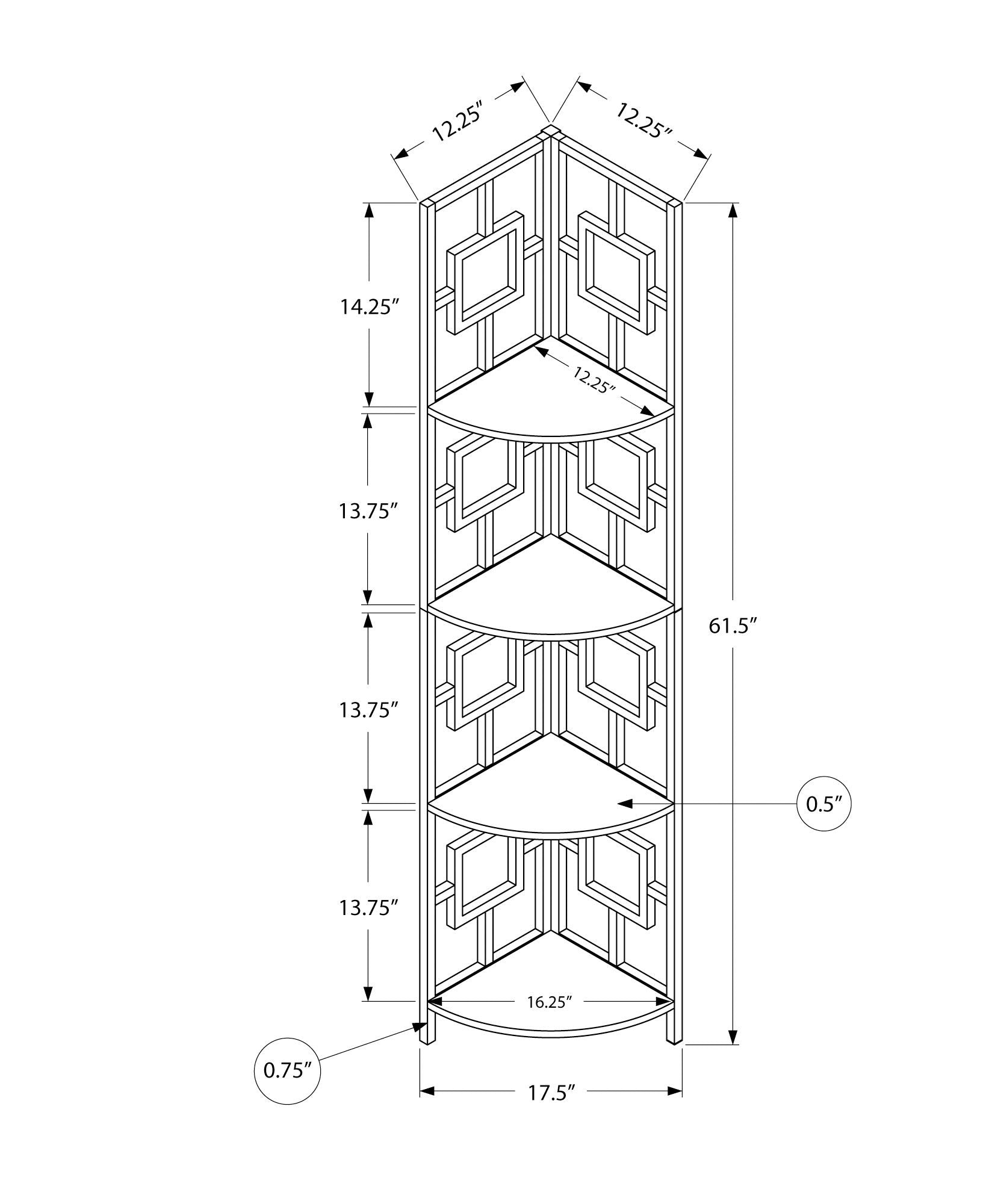 4 Tier Corner Bookshelf - Contemporary & Modern