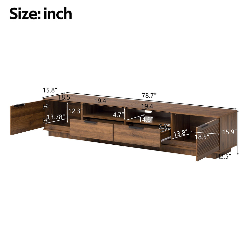 TV Stand Entertainment Center with Deep Drawers, Cable Management & Soft Closing Hinges