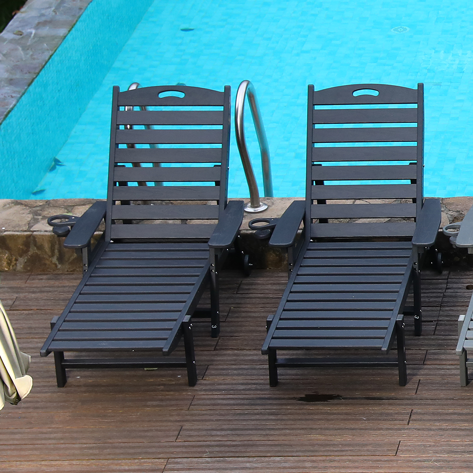HDPE Chaise Lounge Chair Outdoor with Adjustable Backrest