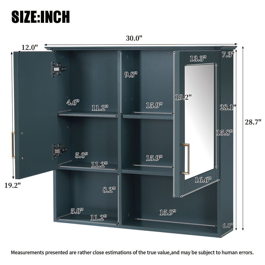 2 In 1 Wall-Mounted Mirror Cabinet With Adjustable Shelves