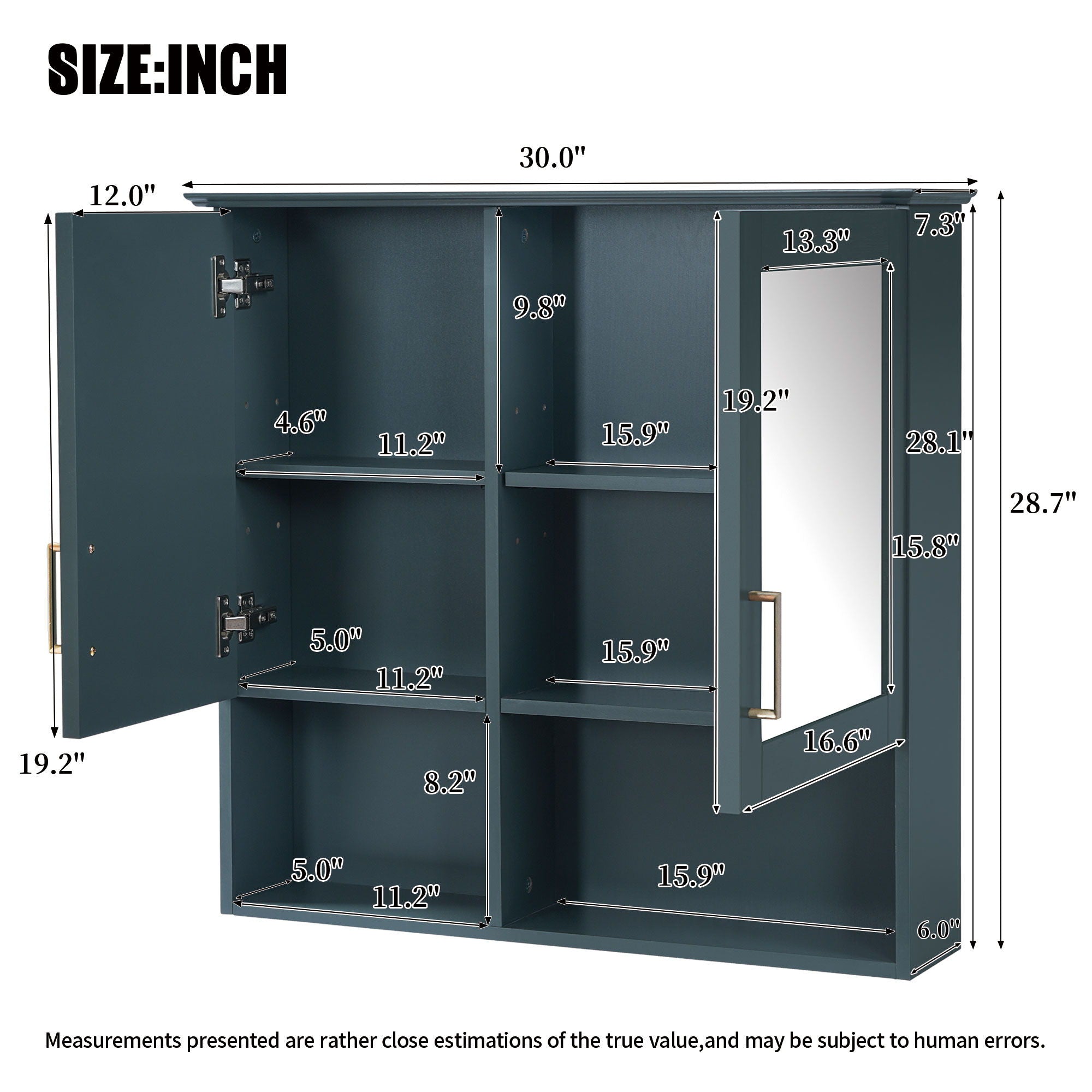 2 In 1 Wall-Mounted Mirror Cabinet With Adjustable Shelves
