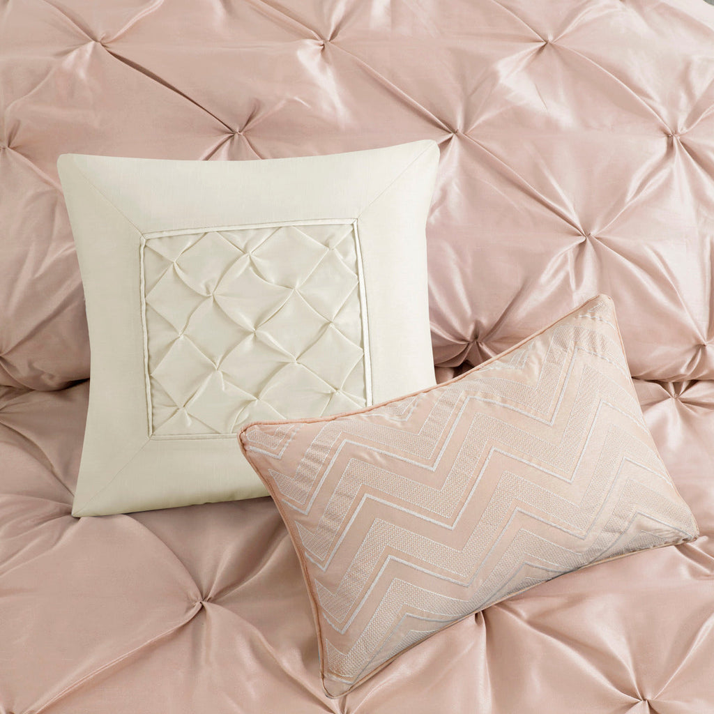 7 Piece Tufted Comforter Set Blush Cal King