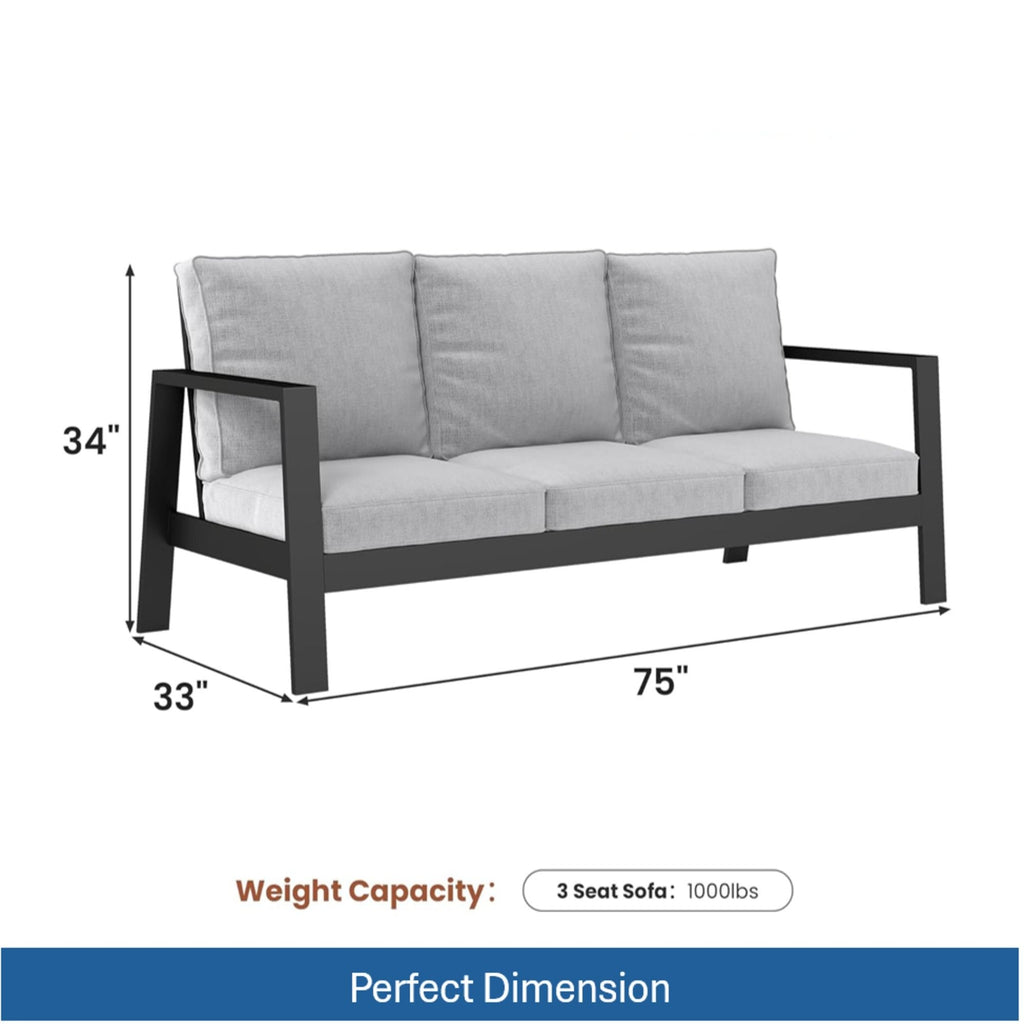3 Seat All-Weather Patio Sofa With Cushions