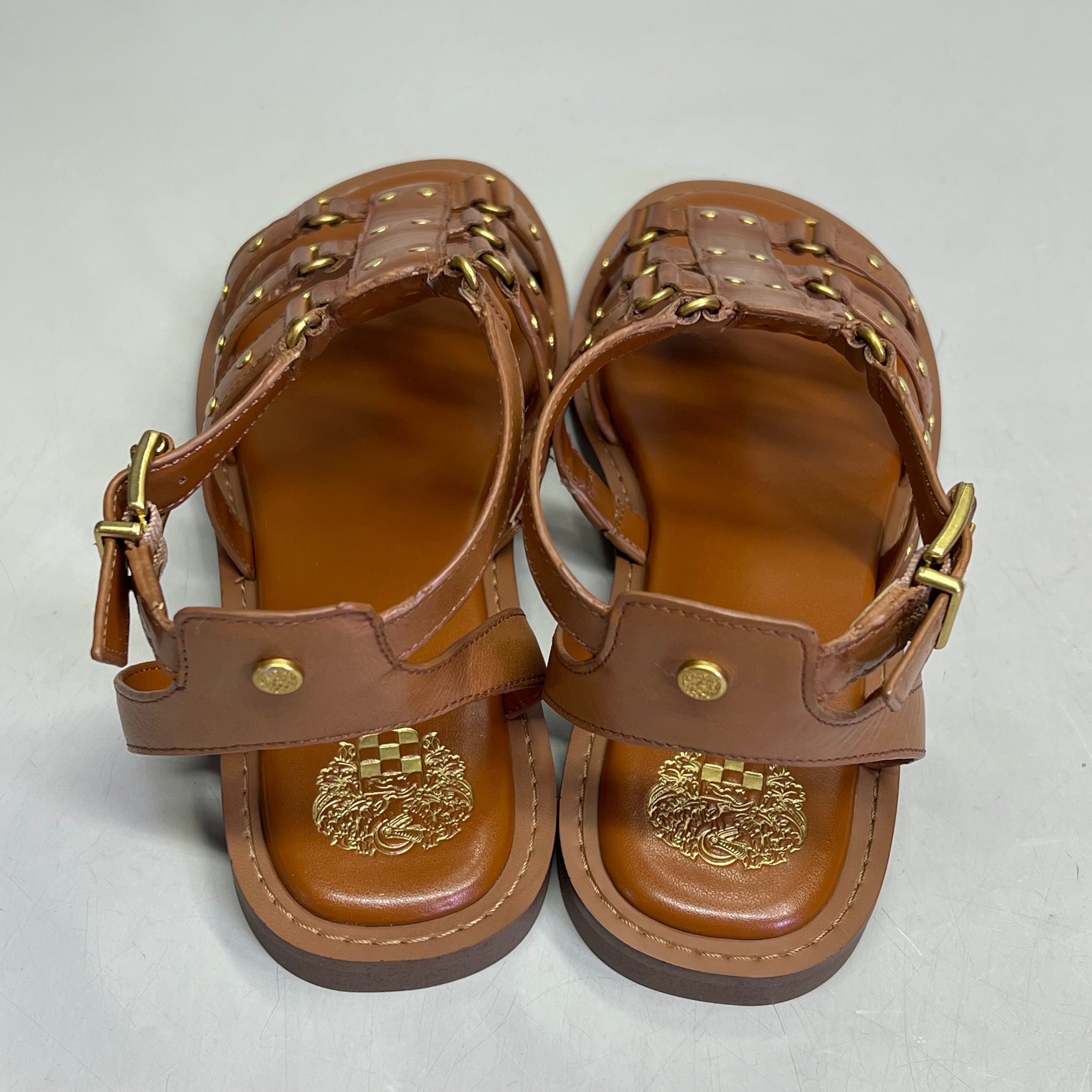 VINCE CAMUTO Leather Studded Gladiator Sandals Women's Sz 7M Caramelo VC-Claira