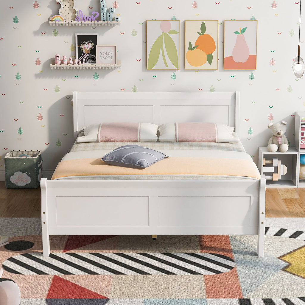 Platform Bed Frame Mattress Foundation Sleigh Bed With Headboard / Footboard / Wood Slat Suppor