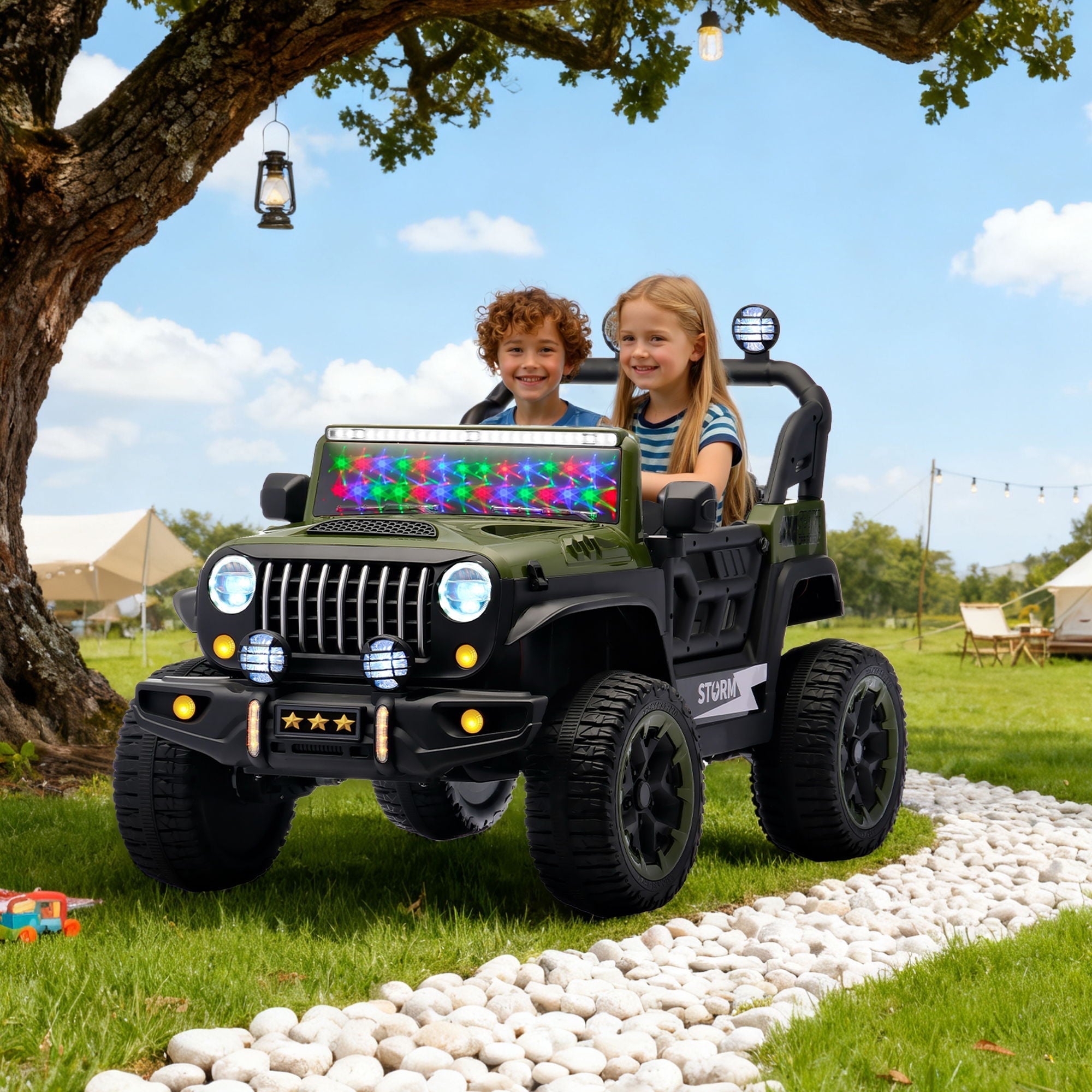 Electric Car With Remote Control, Colorful LED Lights, USB & MP3