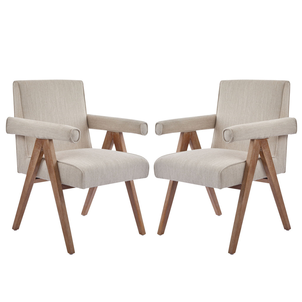 Contemporary Poppy Fabric Dining Armchair With Rubberwood Legs