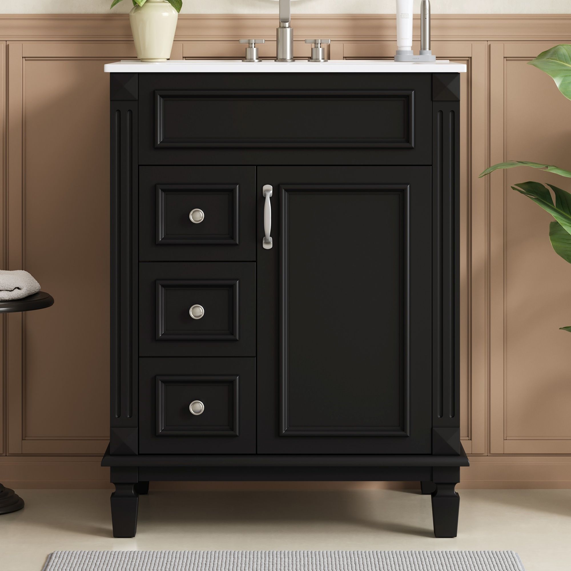 Bathroom Vanity With Sink, Compact Cabinet & 2 Drawers