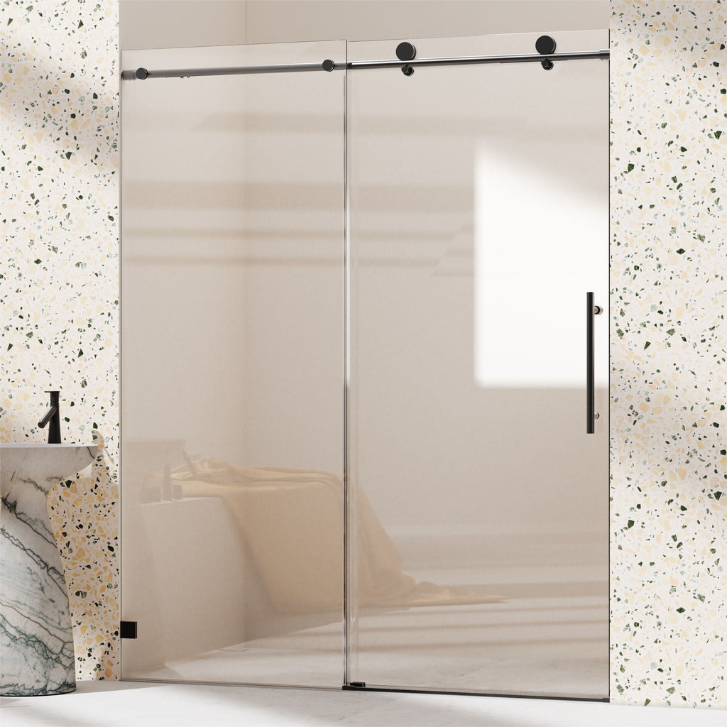 Frameless Single Sliding Soft Close Shower Doors, 5/16" Sgcc Tempered Glass