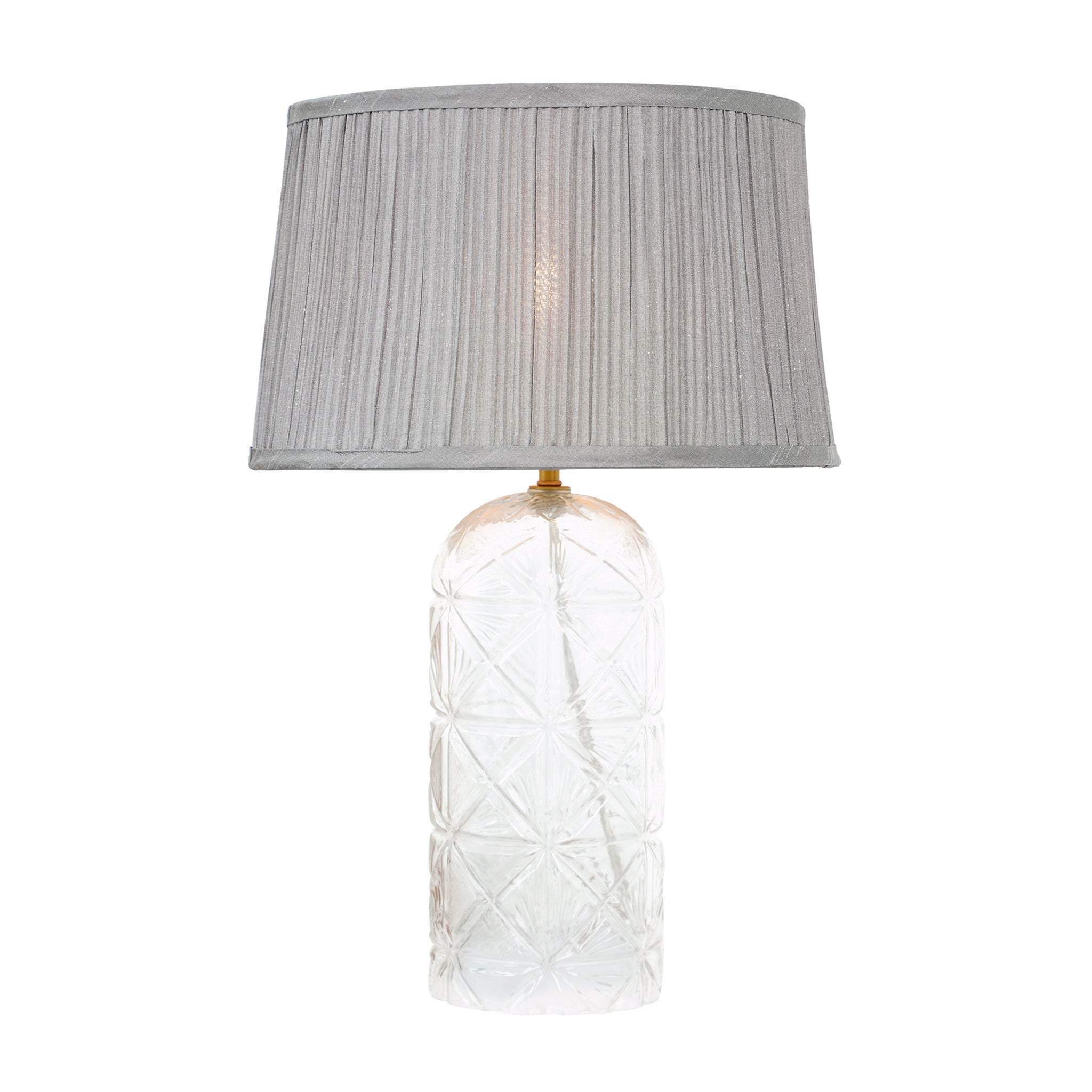 Luxora Decorative Glass Table Lamp with Gold Finish and Grey Shade