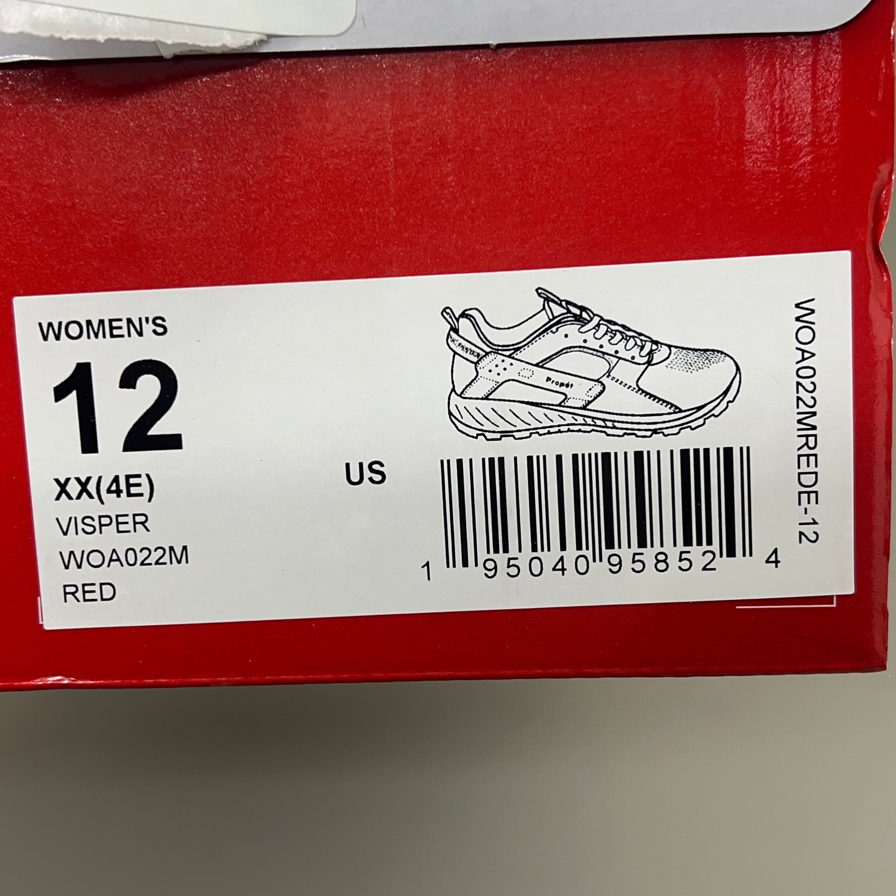 PROPET Visper Diabetic Hiking Sneaker Orthotic Women Sz 12 XX(4E) Red WOA022M