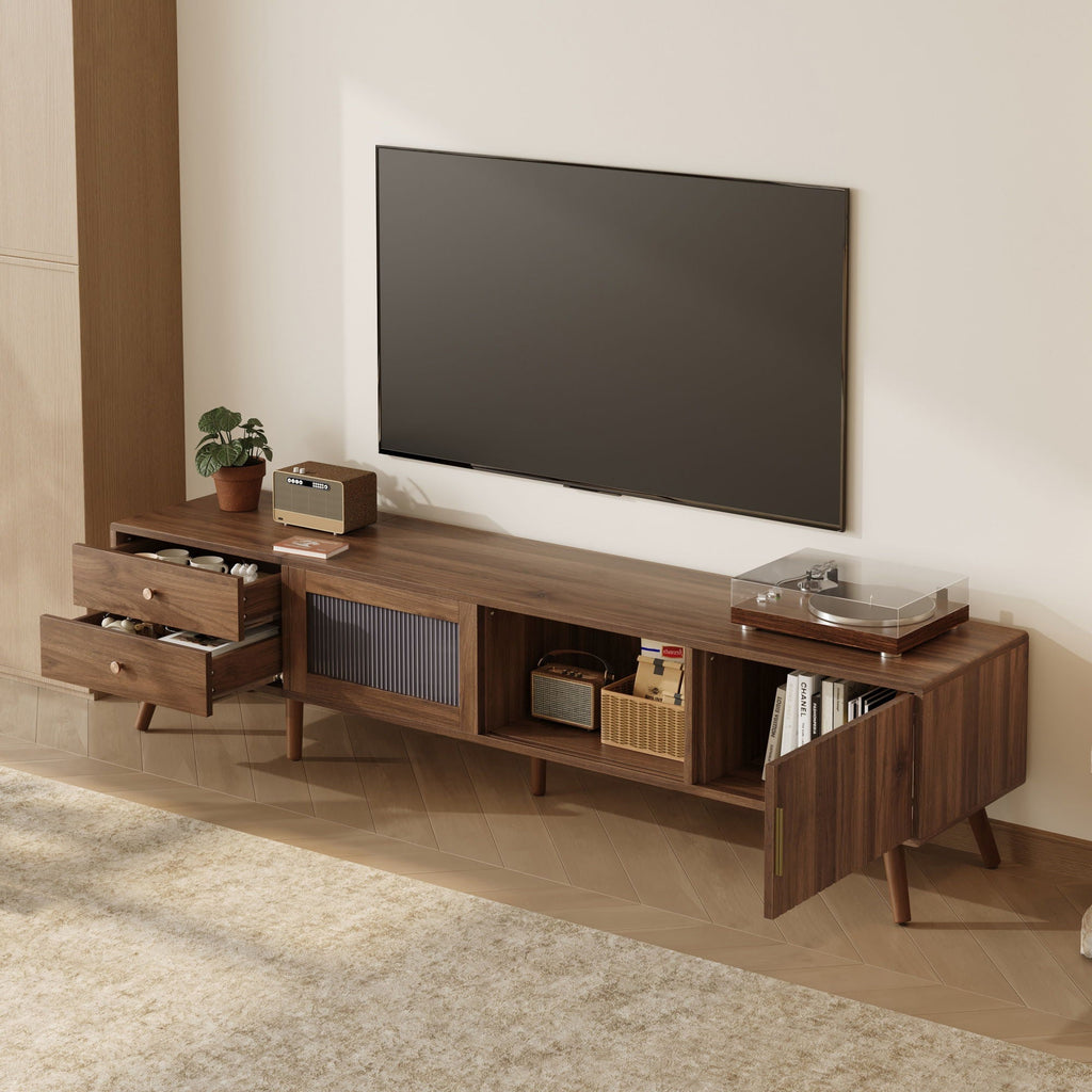 76" TV Stand, Entertainment Center With Storage Cabinets