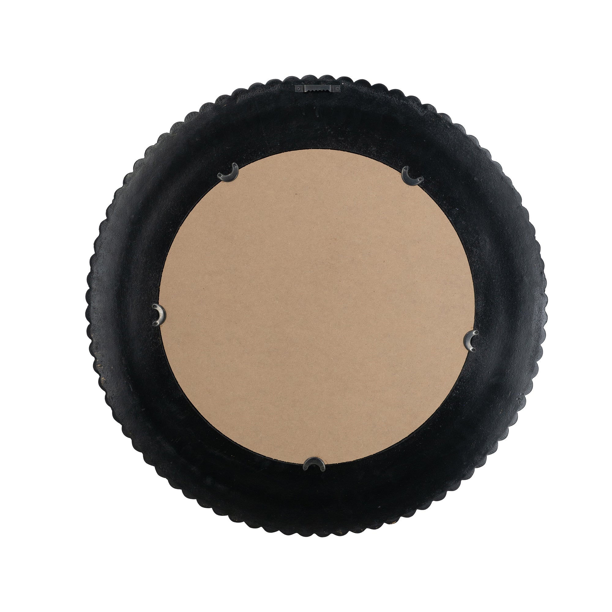 D26.5' Round Black and Gold Wooden Accent Mirror with Woven Texture