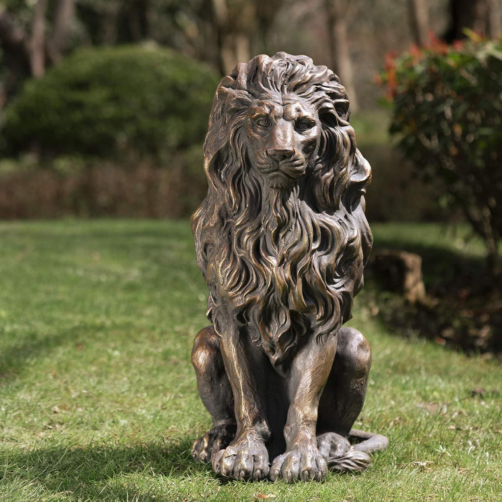 20.5" Resin Lion Statue, Outdoor and Indoor Decorative Sculpture