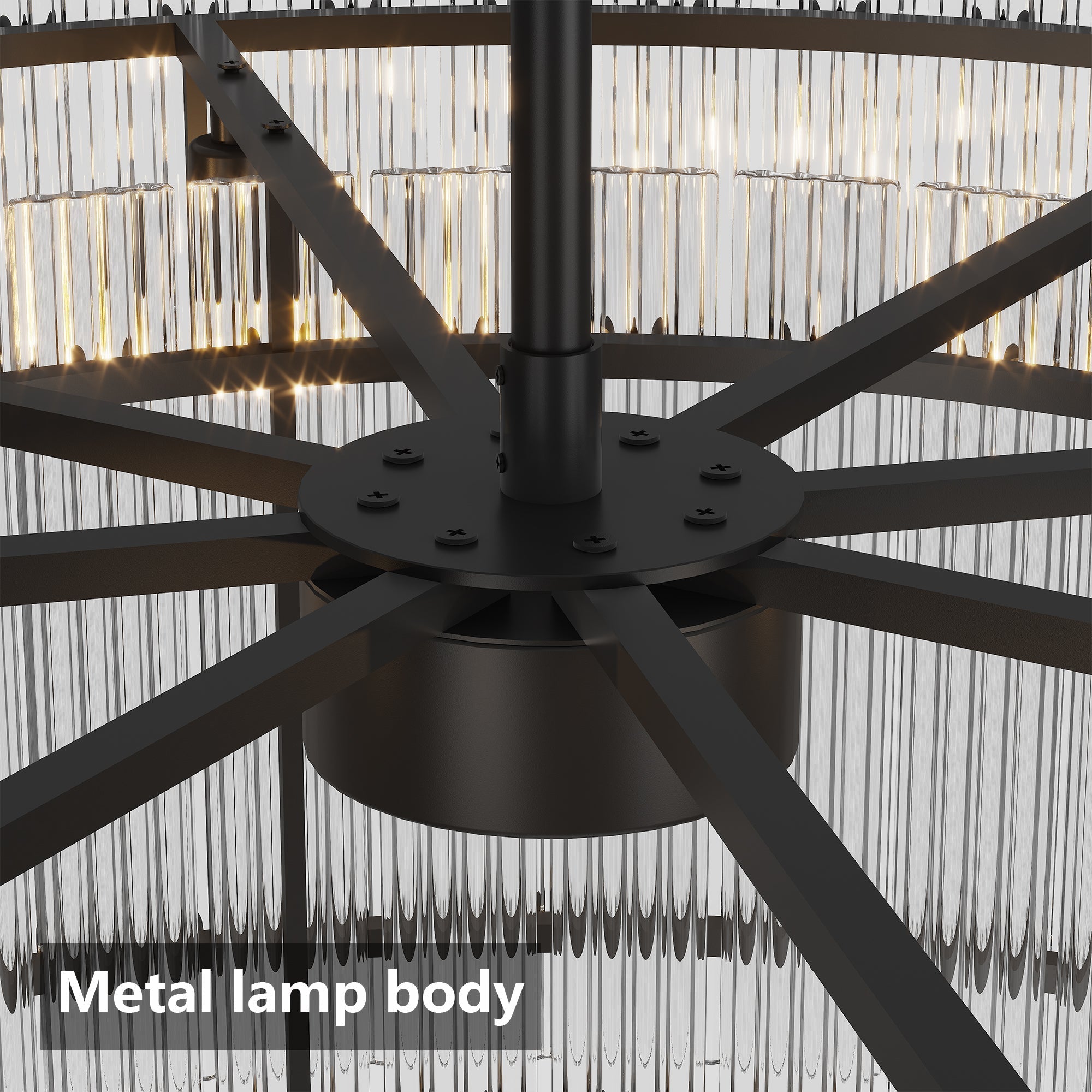 37-Inch Modern Black Round 8-Light Crystal Chandelier