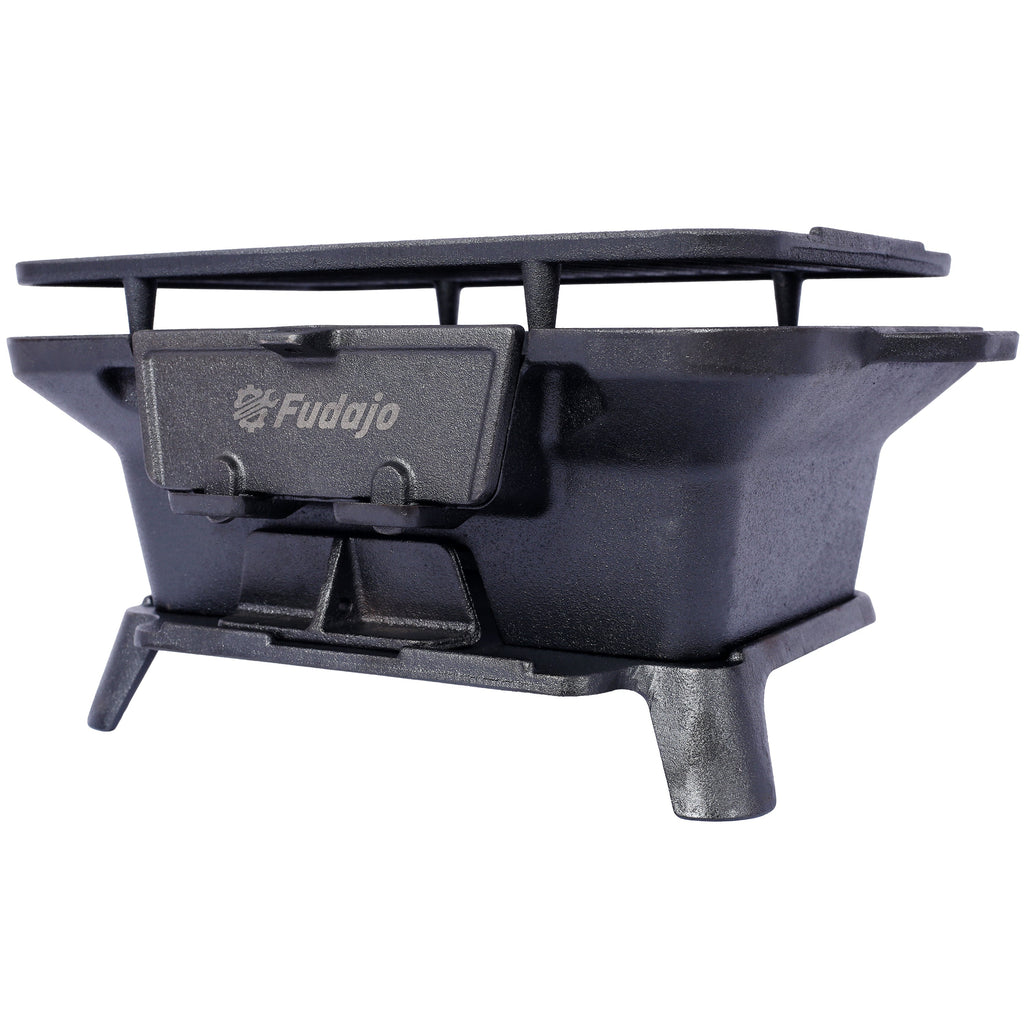 Oval Cast Iron Grill Outdoor Portable Charcoal Tabletop Skillet