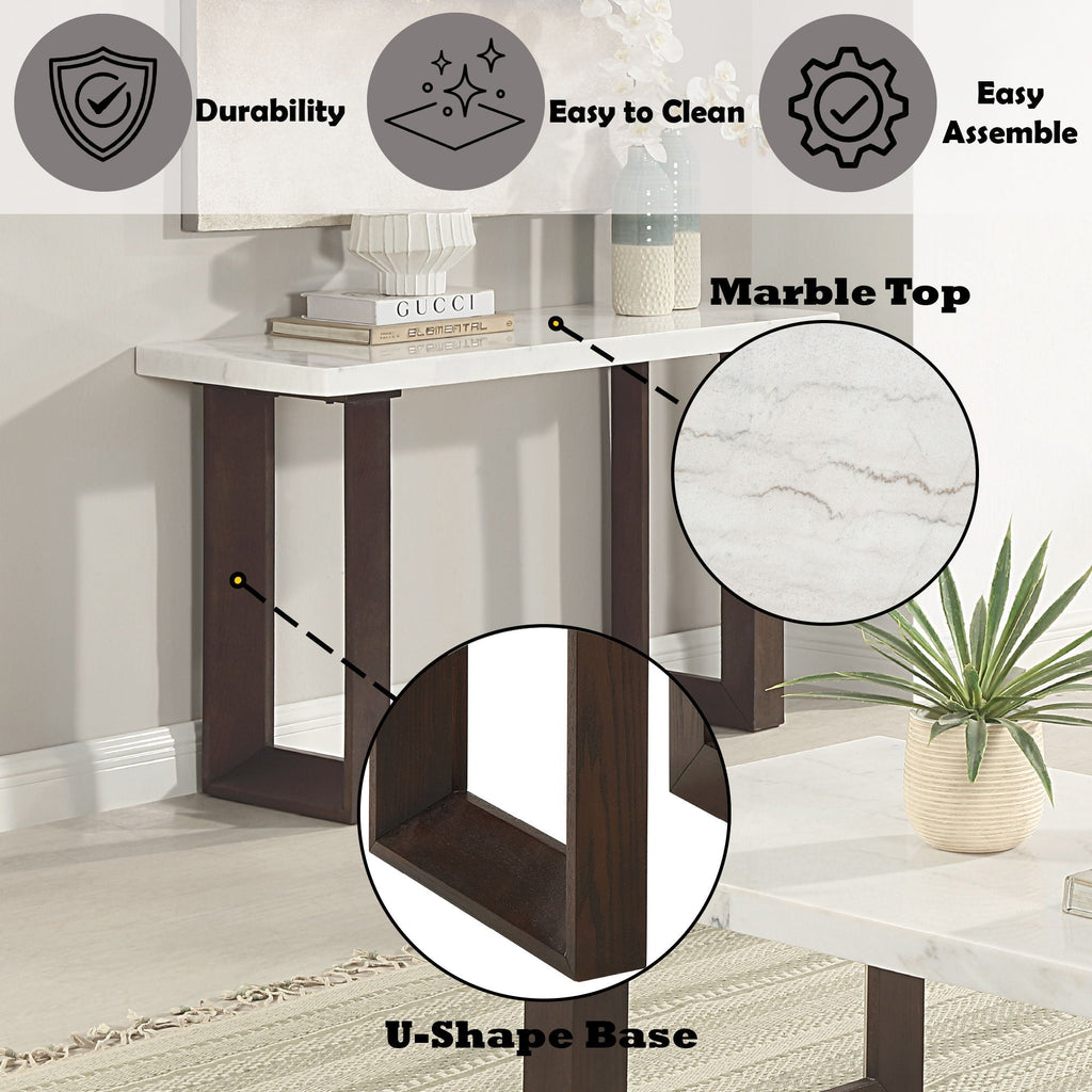 Edwyn Natural Marble Top End Table