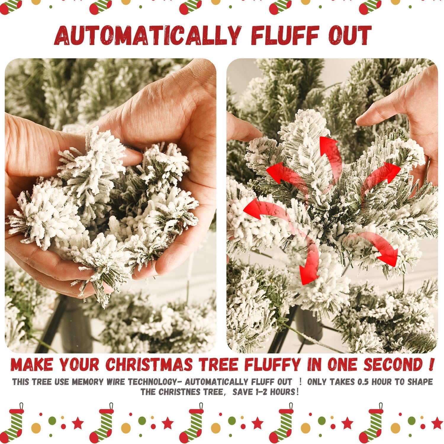 9-Foot Pre-Lit Snow-Flocked Christmas Tree