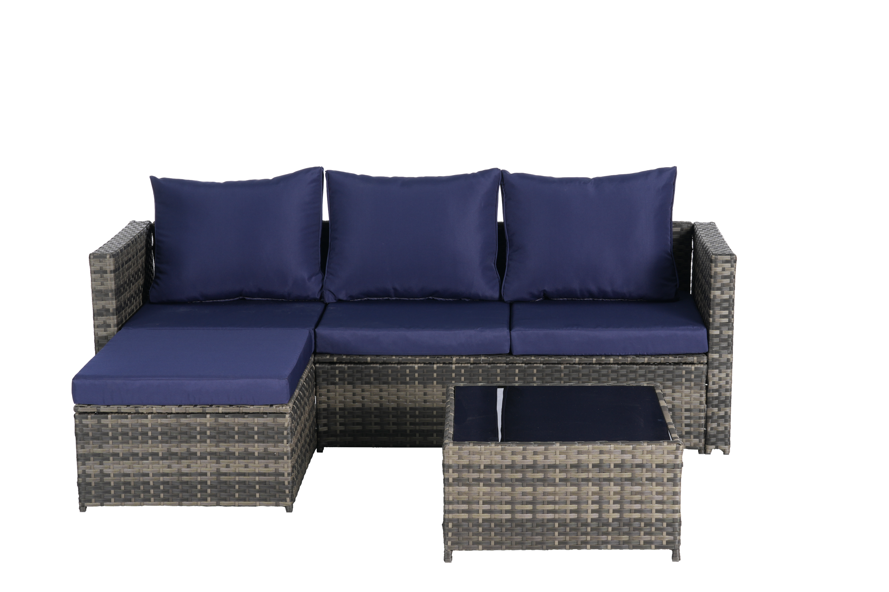 2 Pieces Patio Furniture Set, Outdoor Woven Sectional L-Shaped Patio Furniture