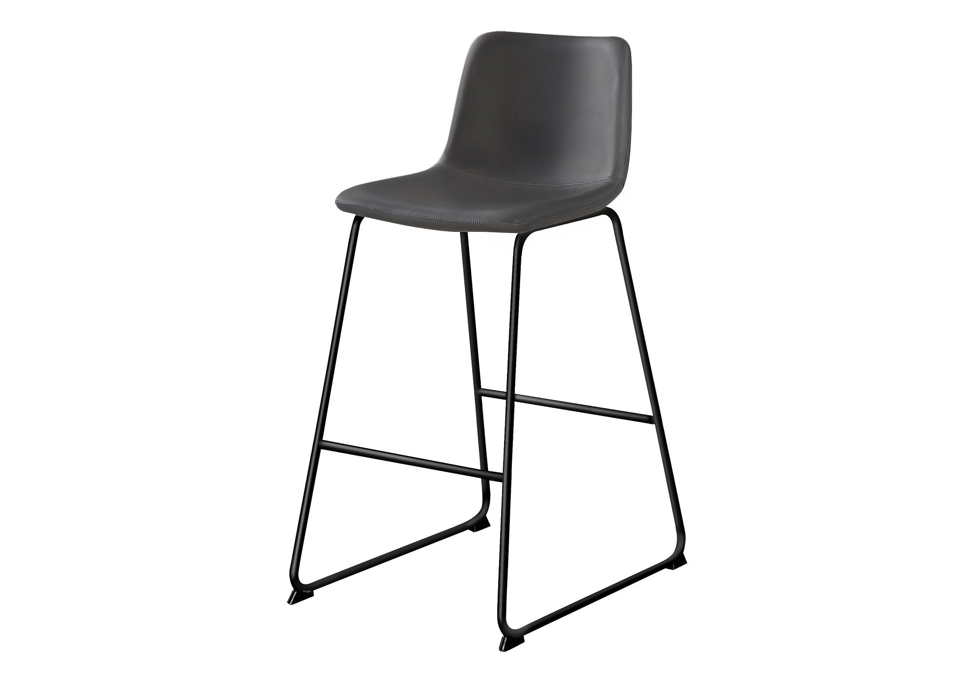 Bar Height Office Chair with Curved Backrest and Leather-Look Upholstery